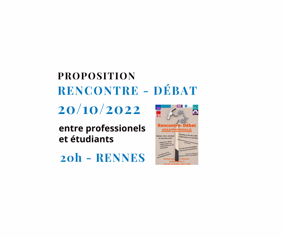 Rencontre-débat : 20 octobre à Rennes